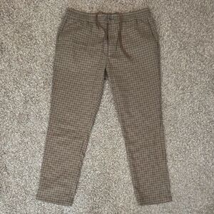 Club Room Brown Plaid Drawstring Trousers